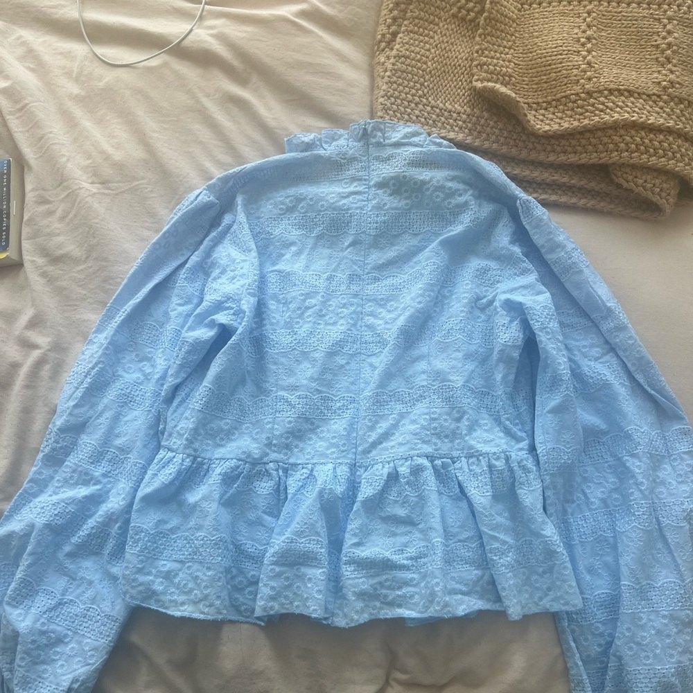 Light Blue Ruffled Blouse - Picture 2 of 2